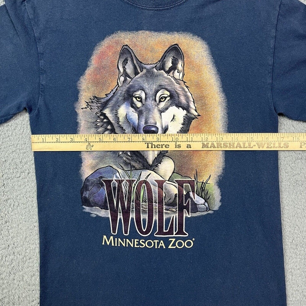Vintage Wolf Minnesota Zoo Animal T Shirt Blue MN Size Small - Picture 6 of 6